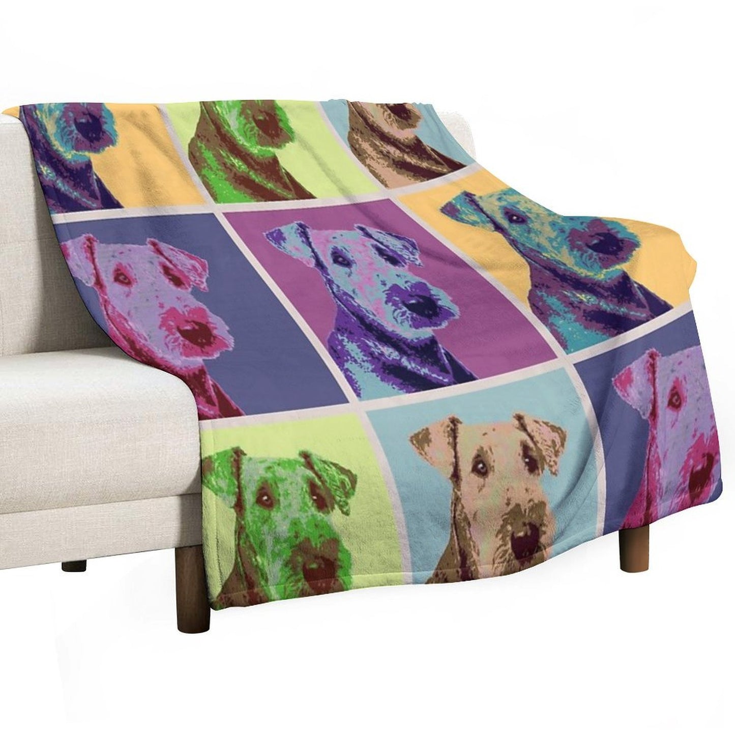 Airedale Terrier Pop Art Grid Premium Throw Blanket
