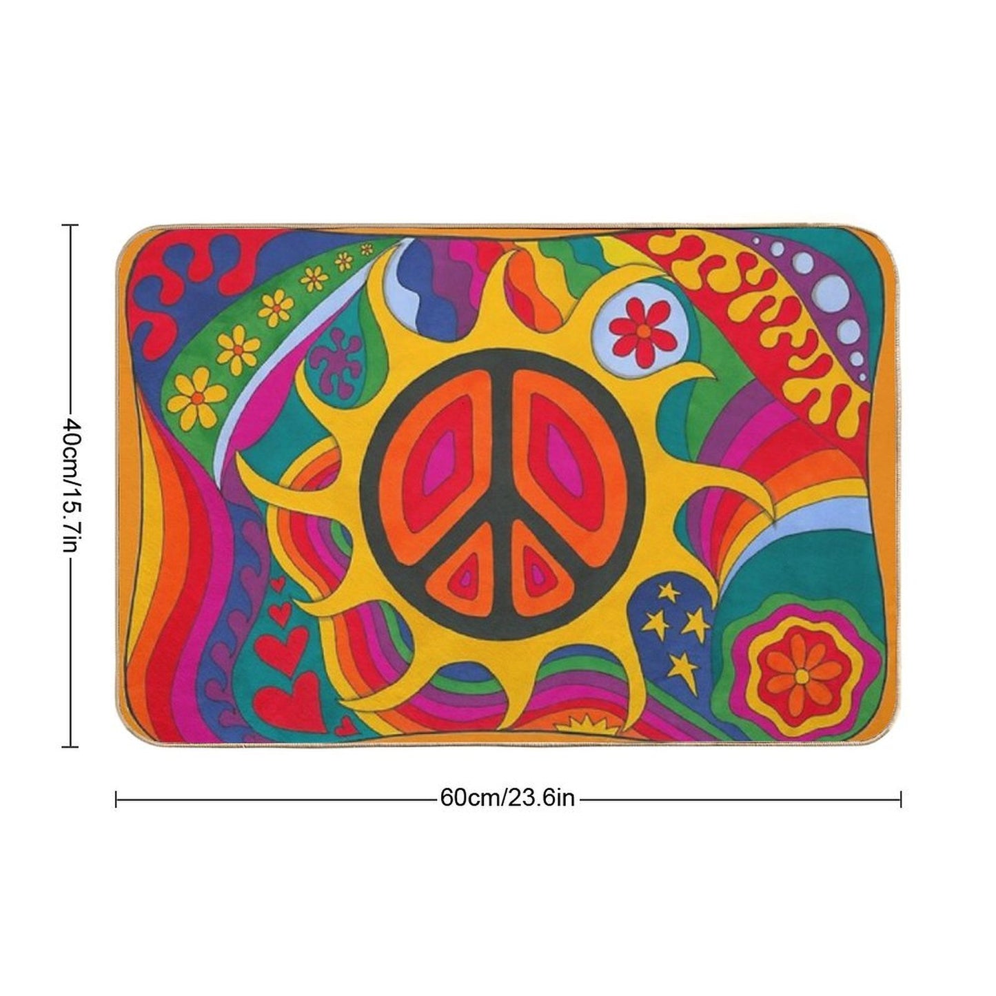 Psychedelic Flaming Peace Non-Slip Bath Mat