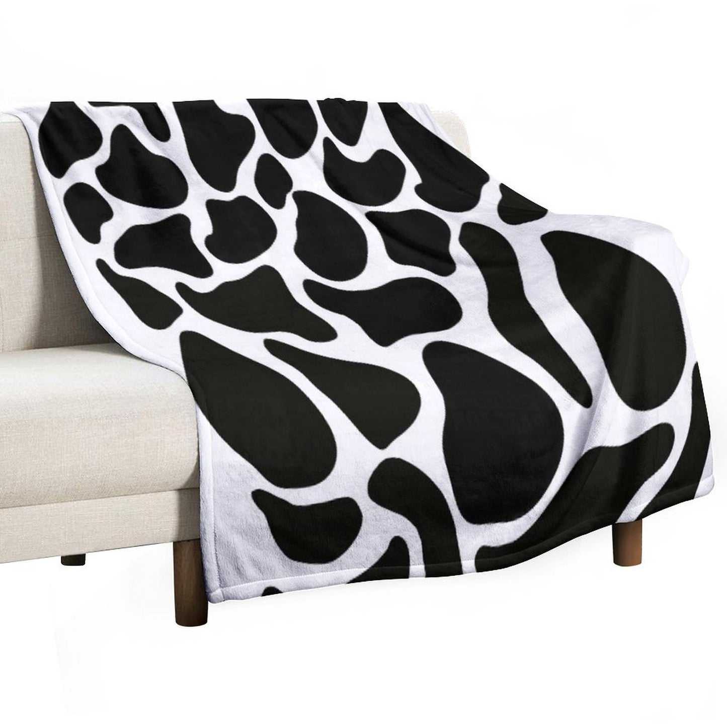 Black And White Caw Pattern. Machine-washable Throw Blanket