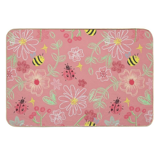 Cute Pattern on Pink  Long-Lasting Bath Mat