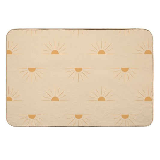 Yellow Suns on Cream  Rapid-Drying Bath Mat