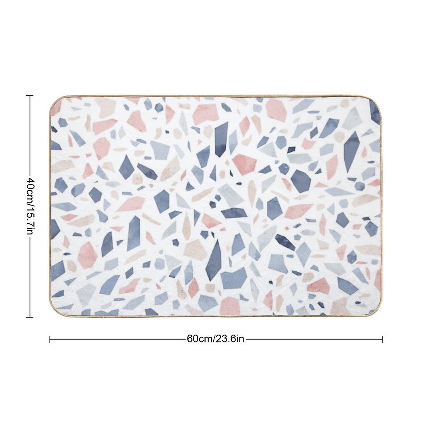 Vintage Pastel Blue Pink Beige Geometric Terrazzo Pattern Rapid-Drying Bath Mat
