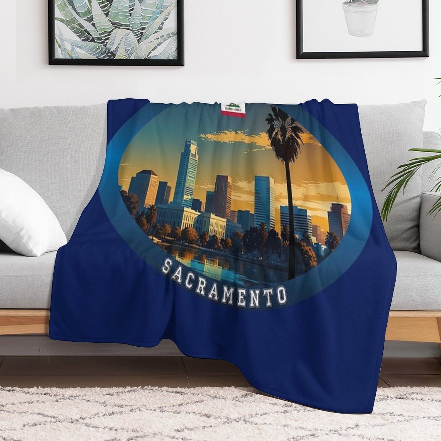 Sacramento California Travel Plush Throw Blanket