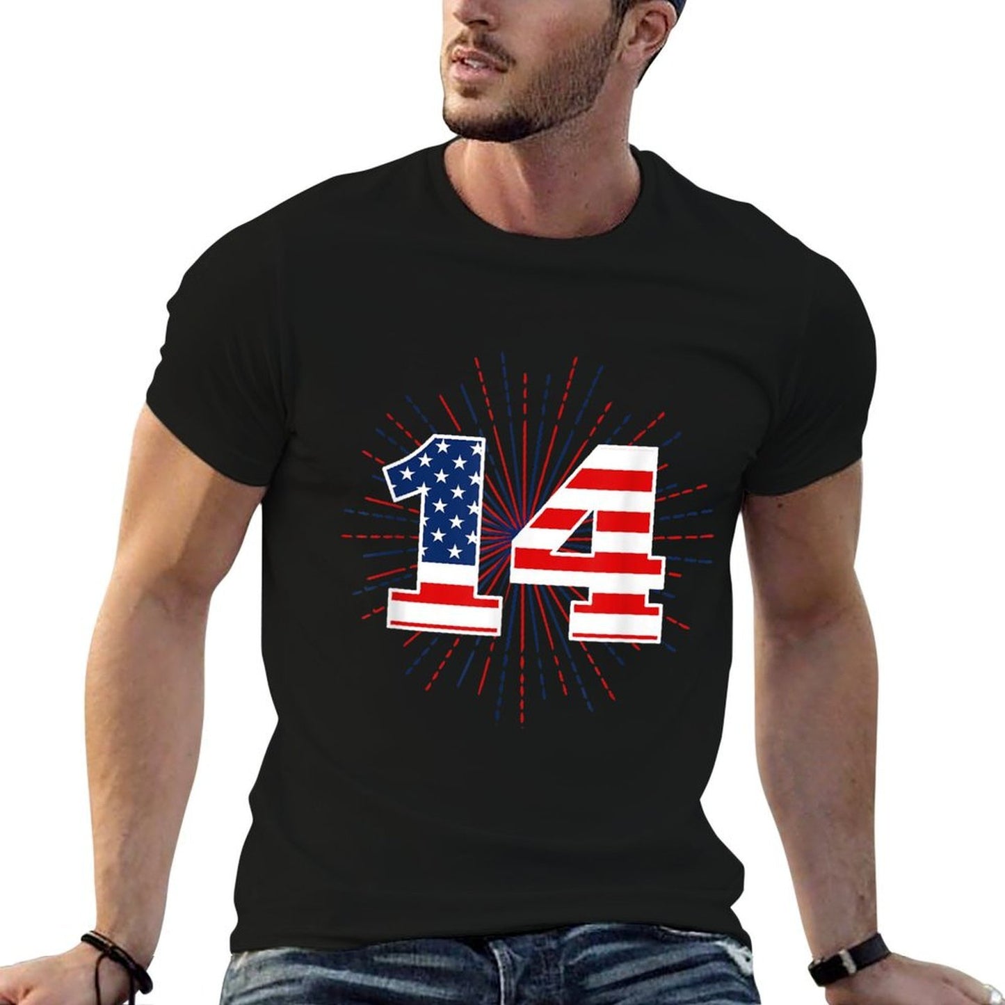 Patriotic American 14 Year Old Birthday Vintage-inspired T-Shirt