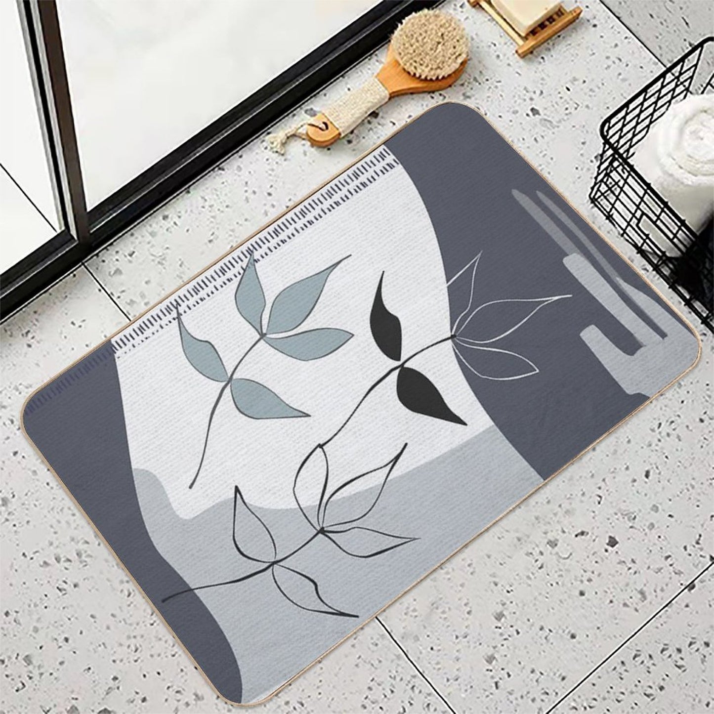 Abstract - Go with The Flow 3 in Blue Absorbent Bath Mat