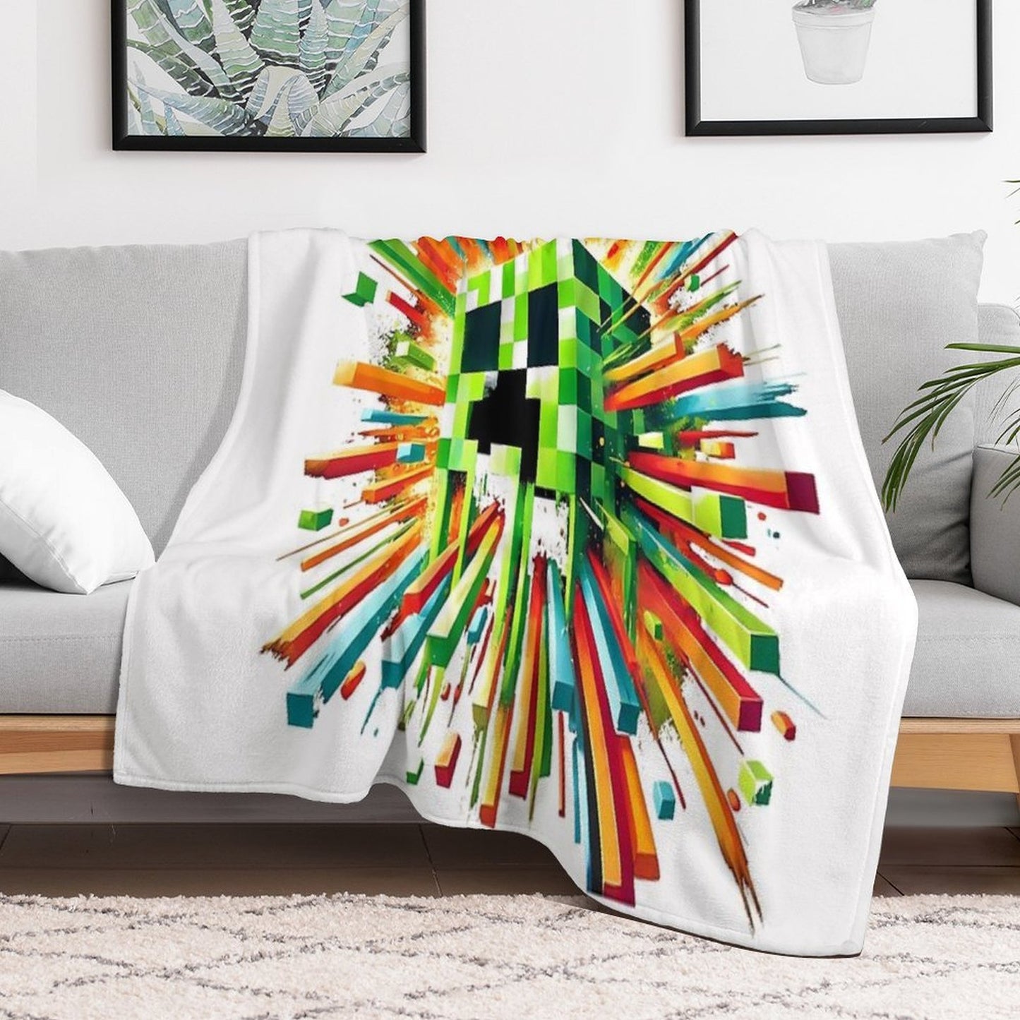 Minecraft Creeper Retro Comfort Throw Blanket