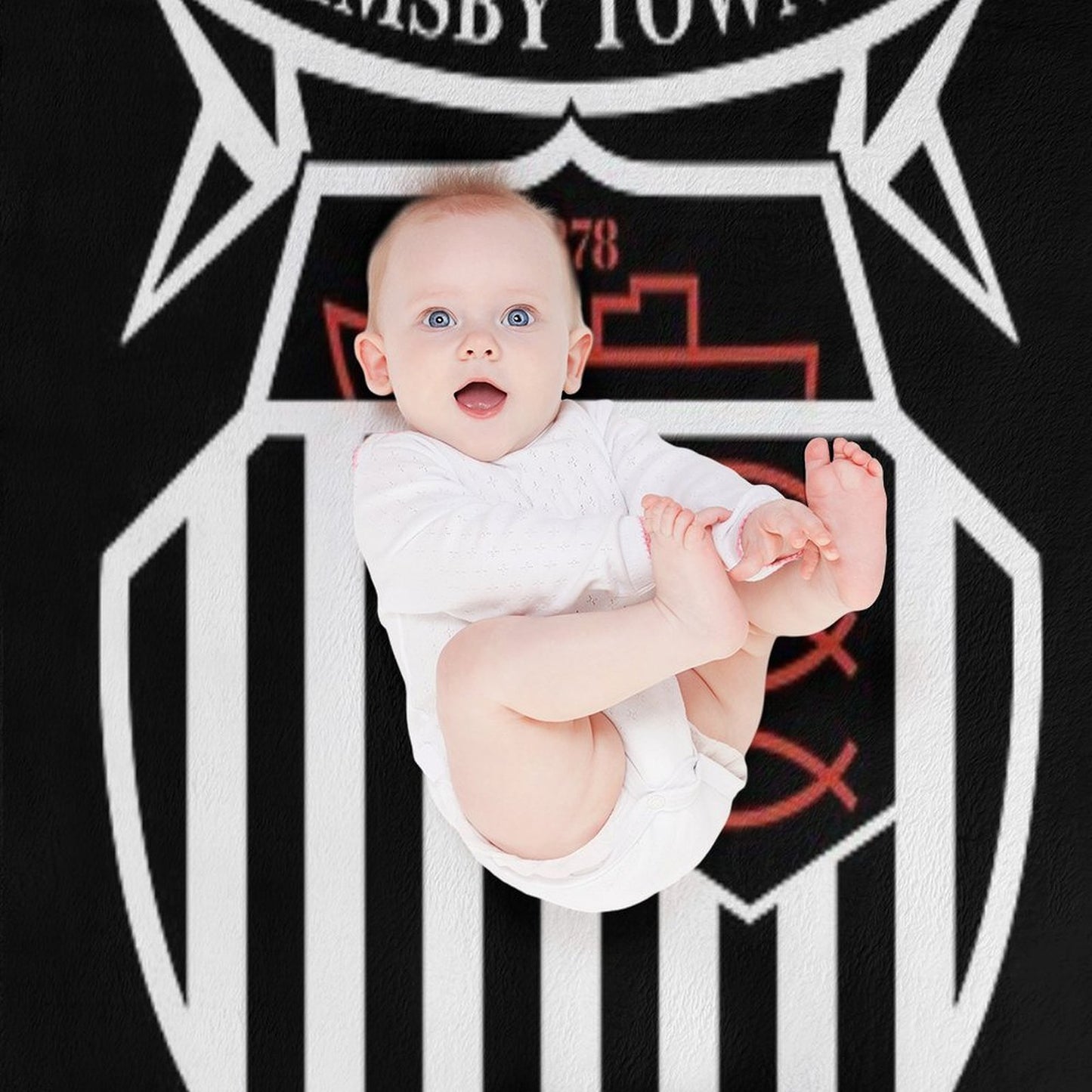 GTFC Est 1878, Premier, Black And White, Basic Logo, Grimsby Town Shrink-resistant Throw Blanket
