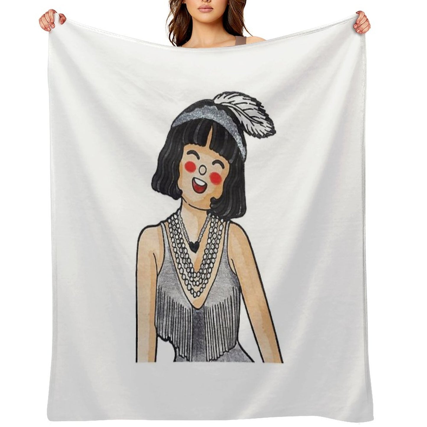 Showgirl – Cartoon Watercolor Art Easy Care Throw Blanket