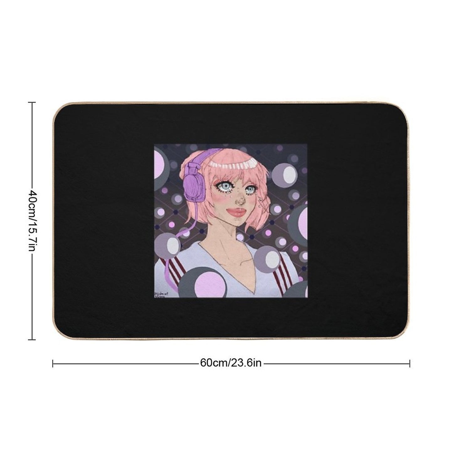 Headphones-Wearing, Crying Girl Dirt-Trapping Bath Mat