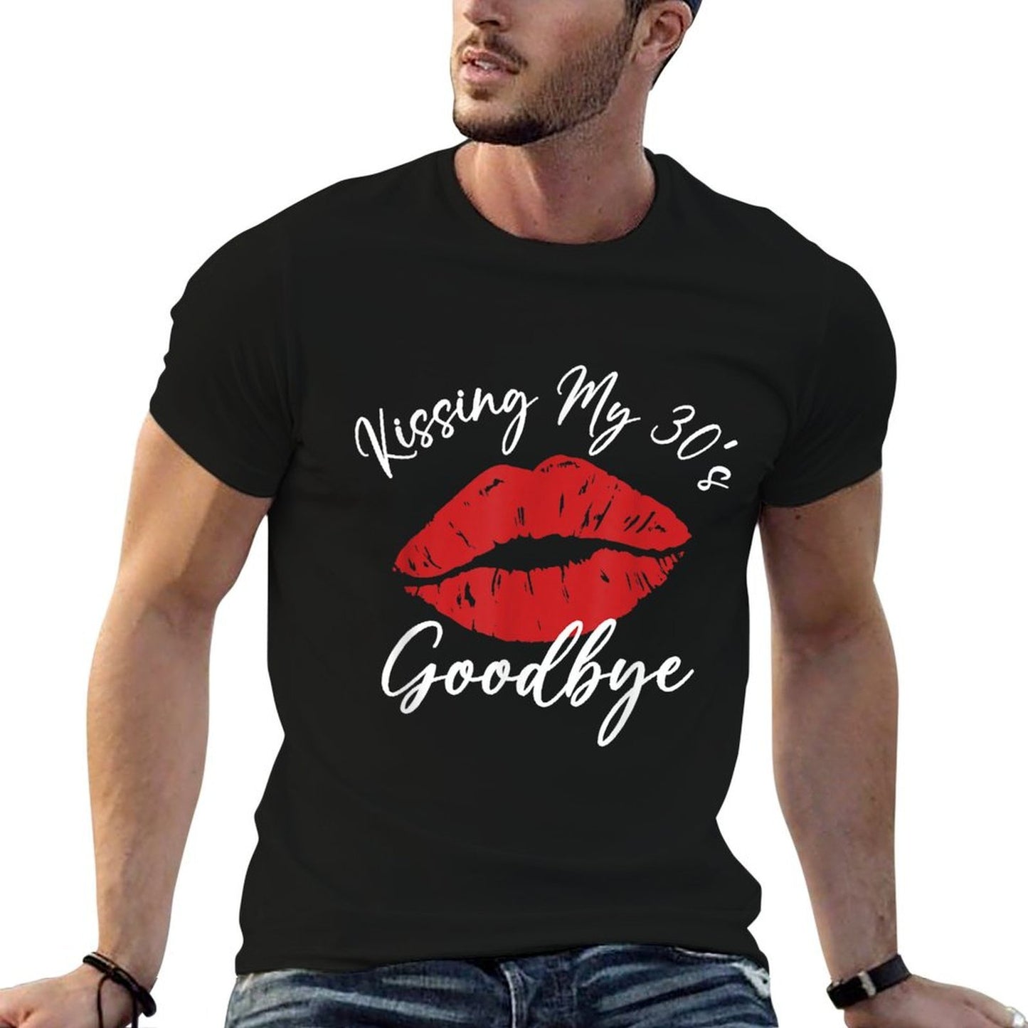 40th Birthday Kissing My 30s Goodbye Flirty Turning 40 Stretchy T-Shirt