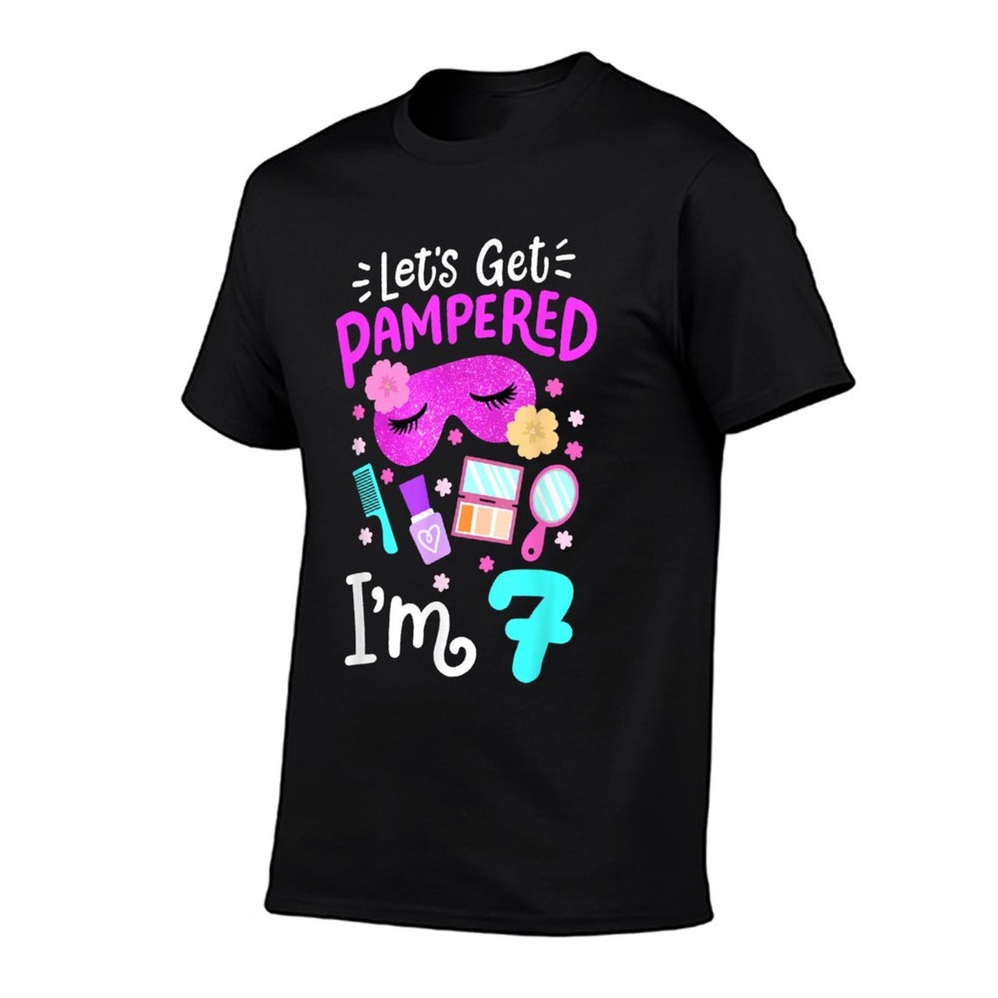Spa Birthday Party Let's Get Pampered I'm 7 Girls 7th Bday Polyester Blend T-Shirt