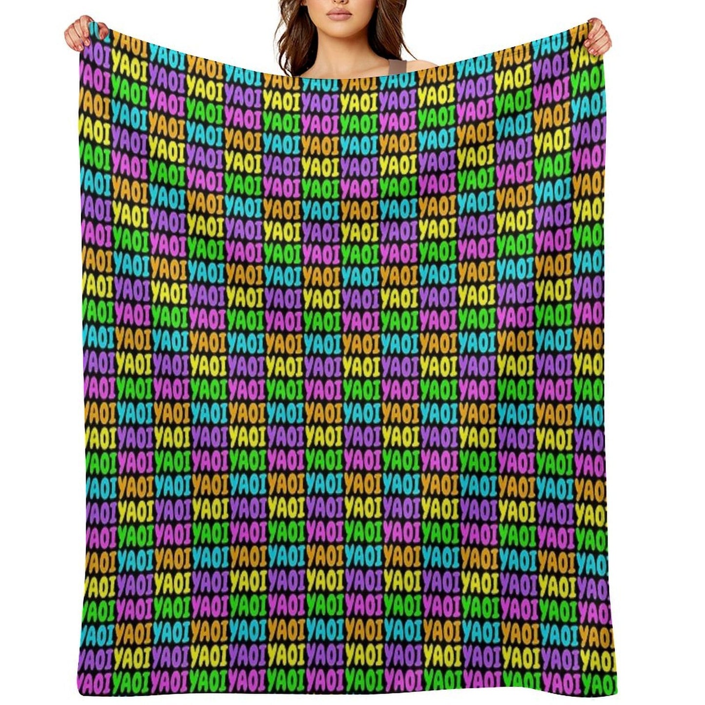 NEON RAINBOW YAOI Eco-conscious Throw Blanket
