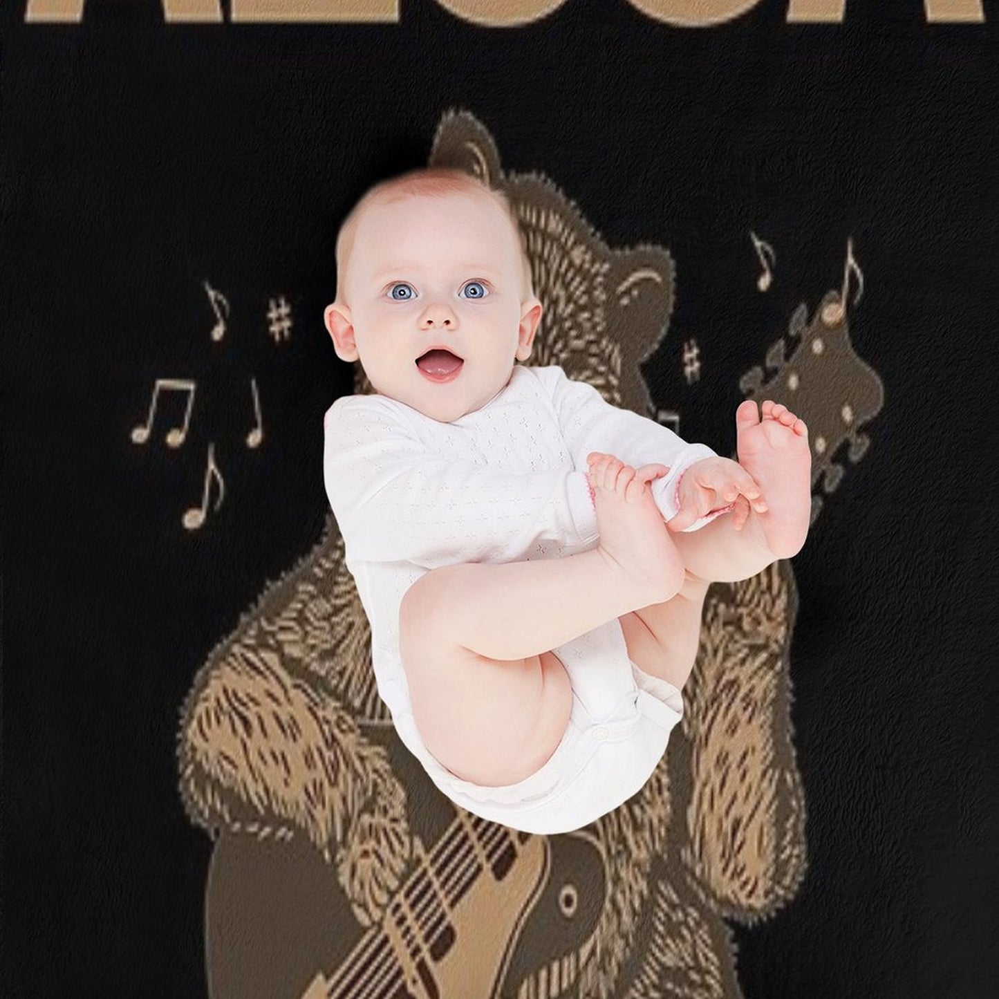 Bear With Guitar Azusa Velvety-soft Throw Blanket