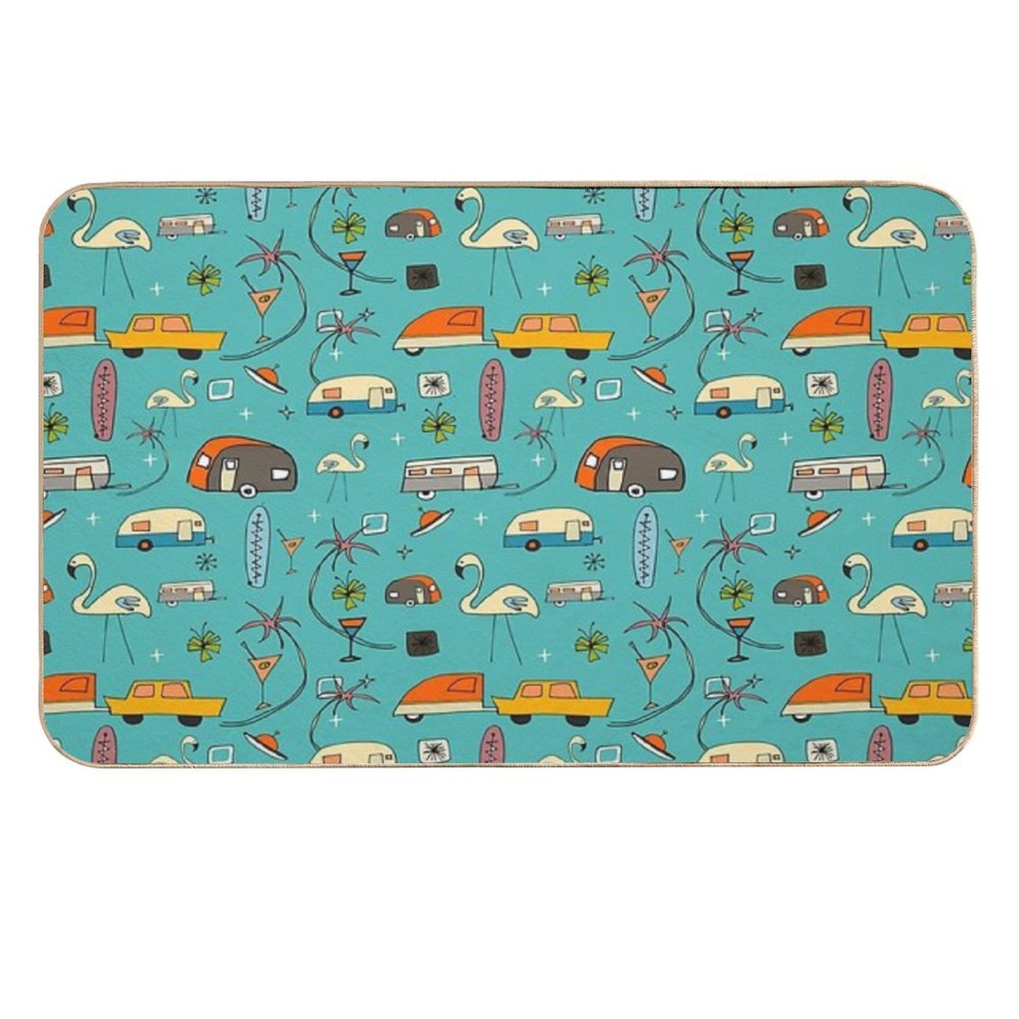 Vintage Kitsch Blue #midcentury Slip-Resistant Bath Mat