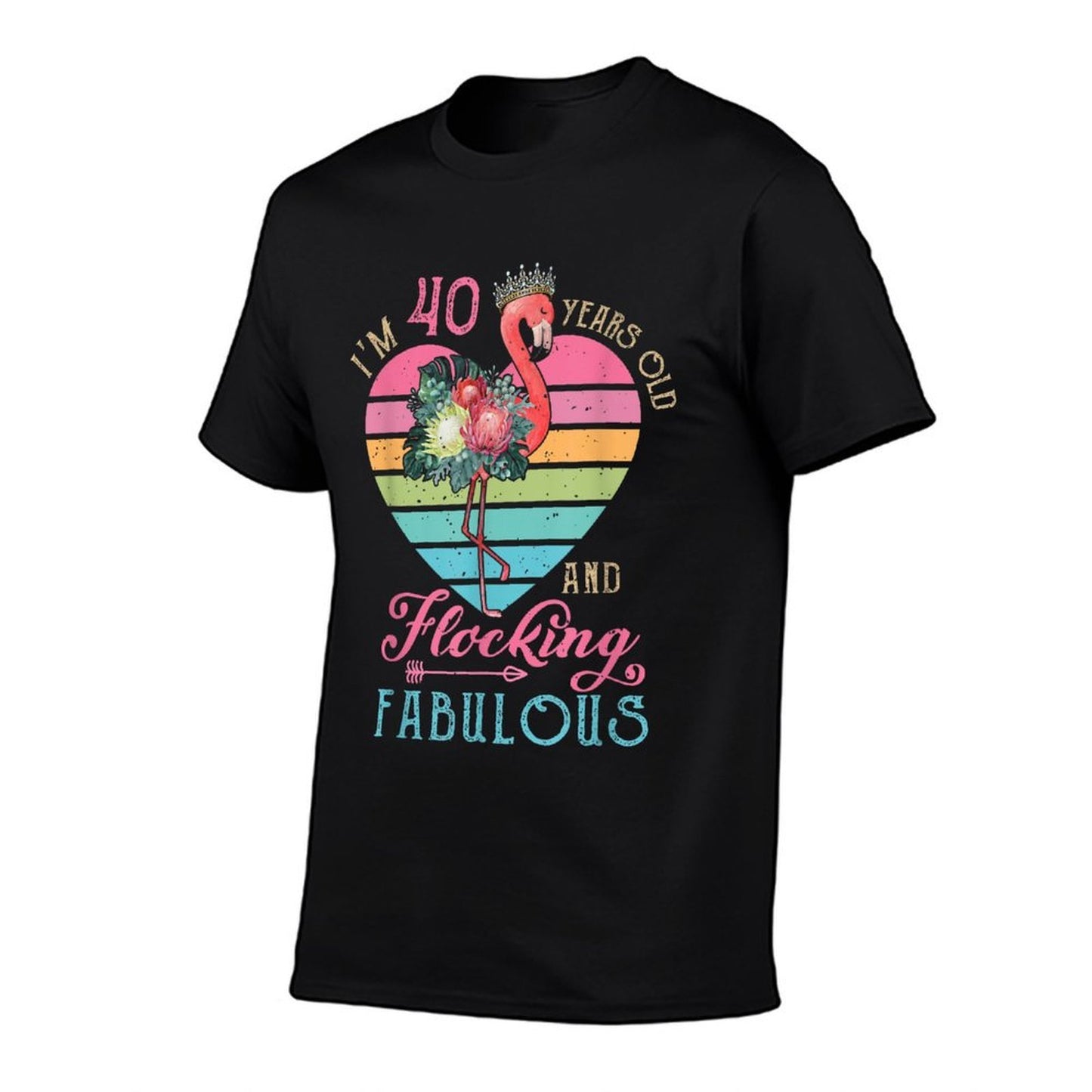 I'm 40 Years Old And Flocking Fabulous 40th Bday Flamingo Heathered Texture T-Shirt