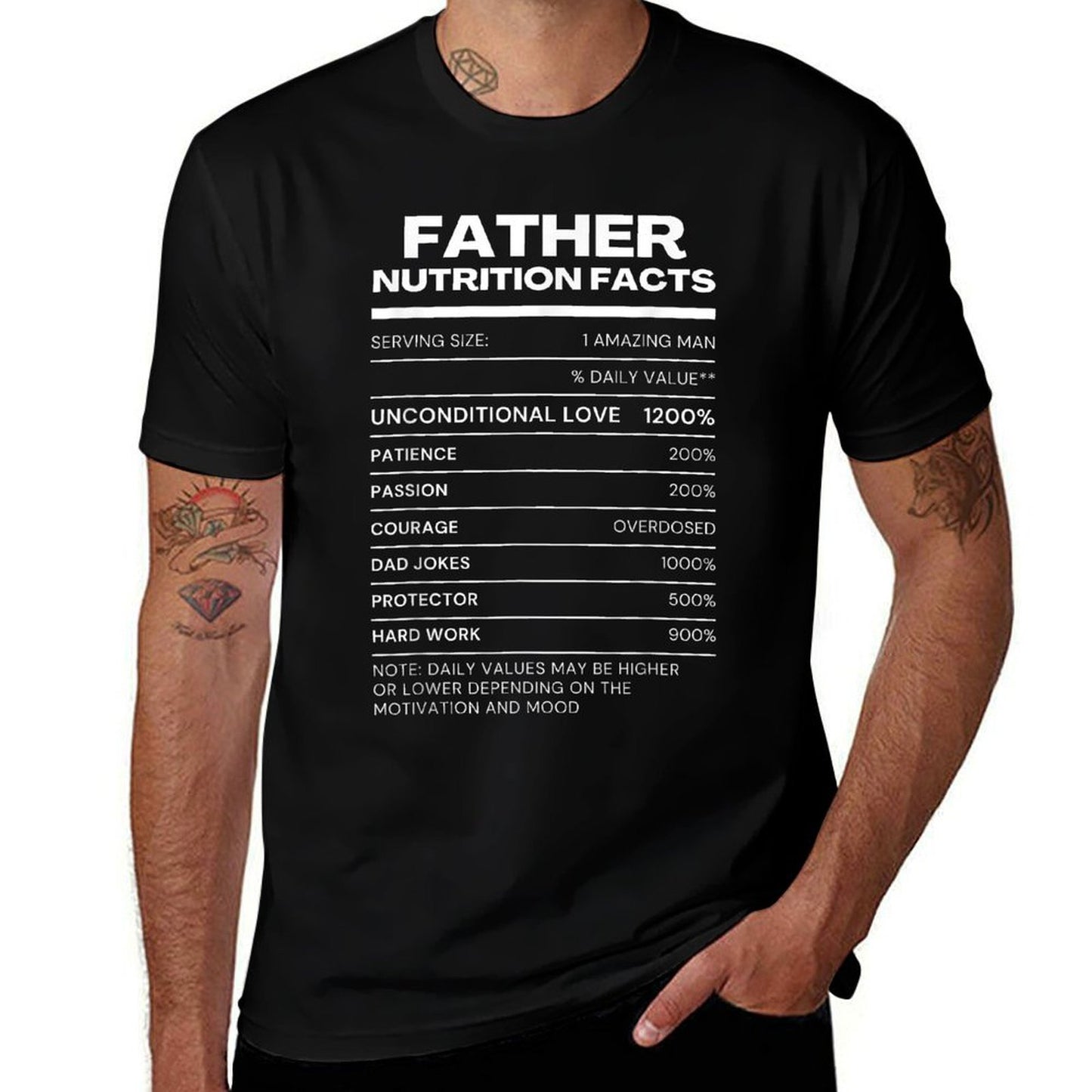 Funny Dad Nutrition Facts Fathers Day Affordable Price T-Shirt