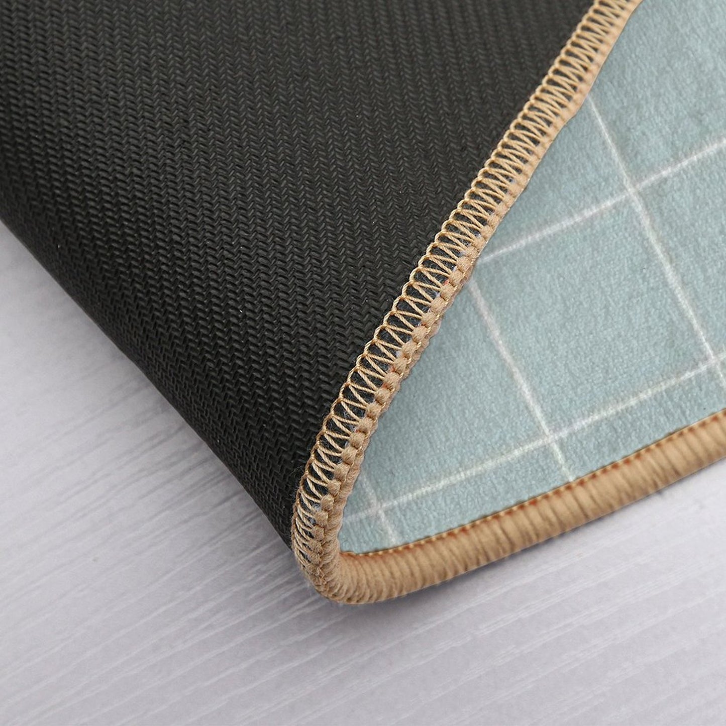 Rustic Grid Soft Aqua Absorbent Bath Mat