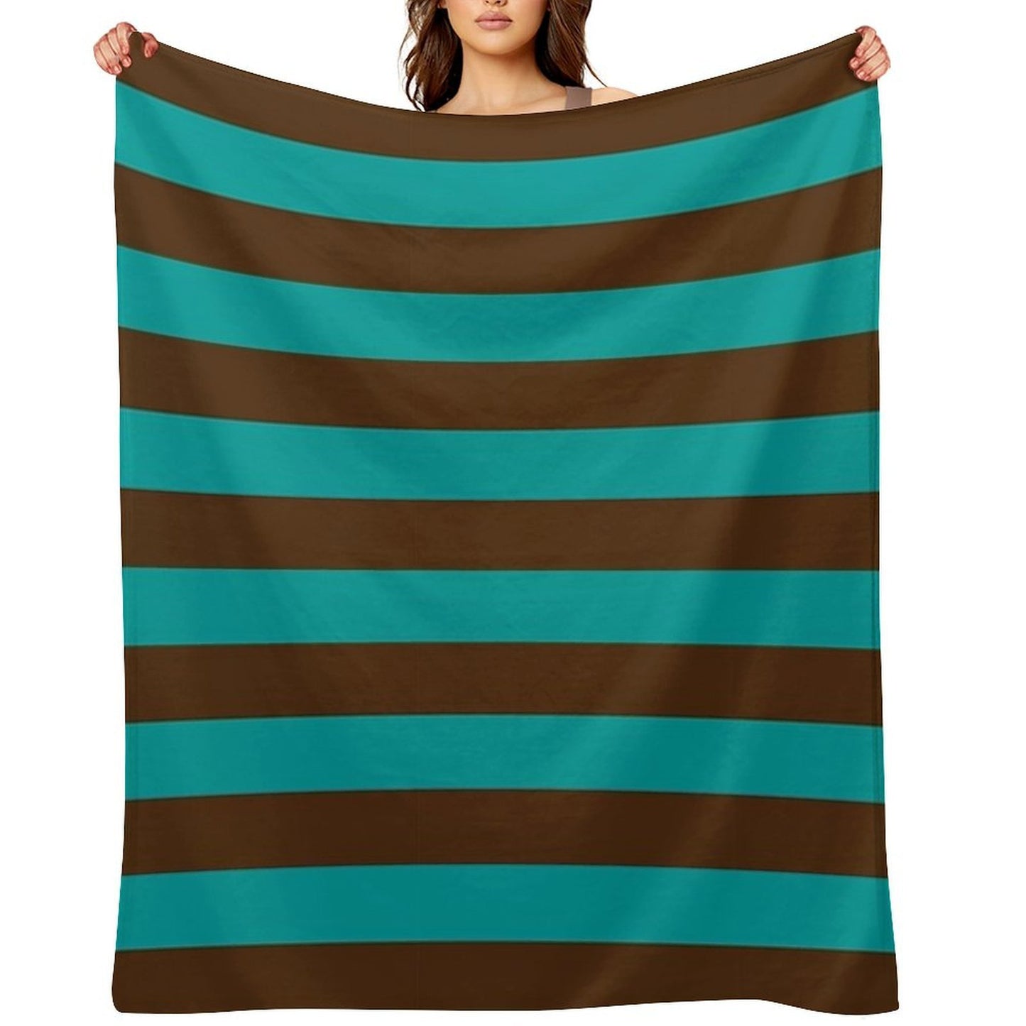 Chocolate And Teal Stripes Multi-functional Throw Blanket