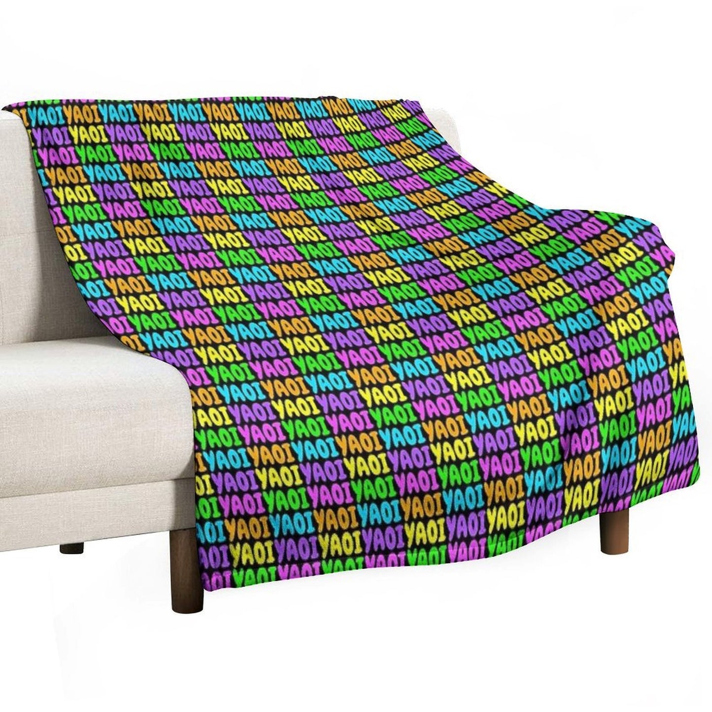 NEON RAINBOW YAOI Eco-conscious Throw Blanket