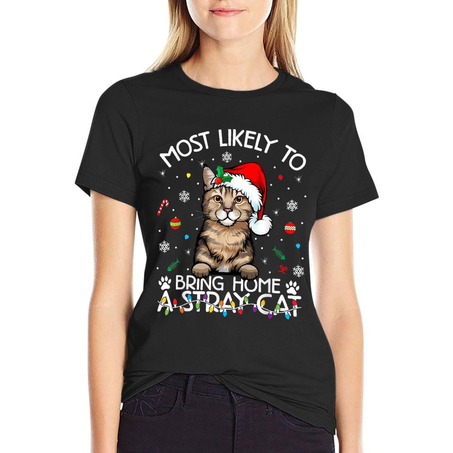 Most Likely-To Bring Home A Stray Pixiebob Cat Funny Xmas Durable T-Shirt