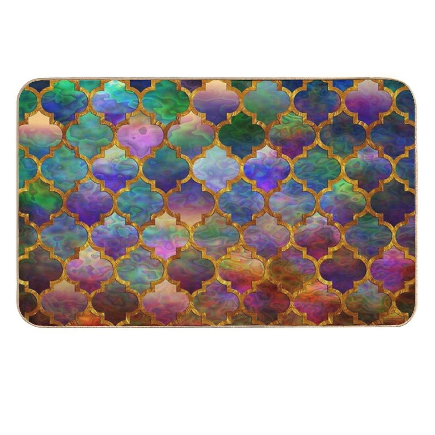 Arabic Moroccan Mosaic Pattern Absorbent Bath Mat