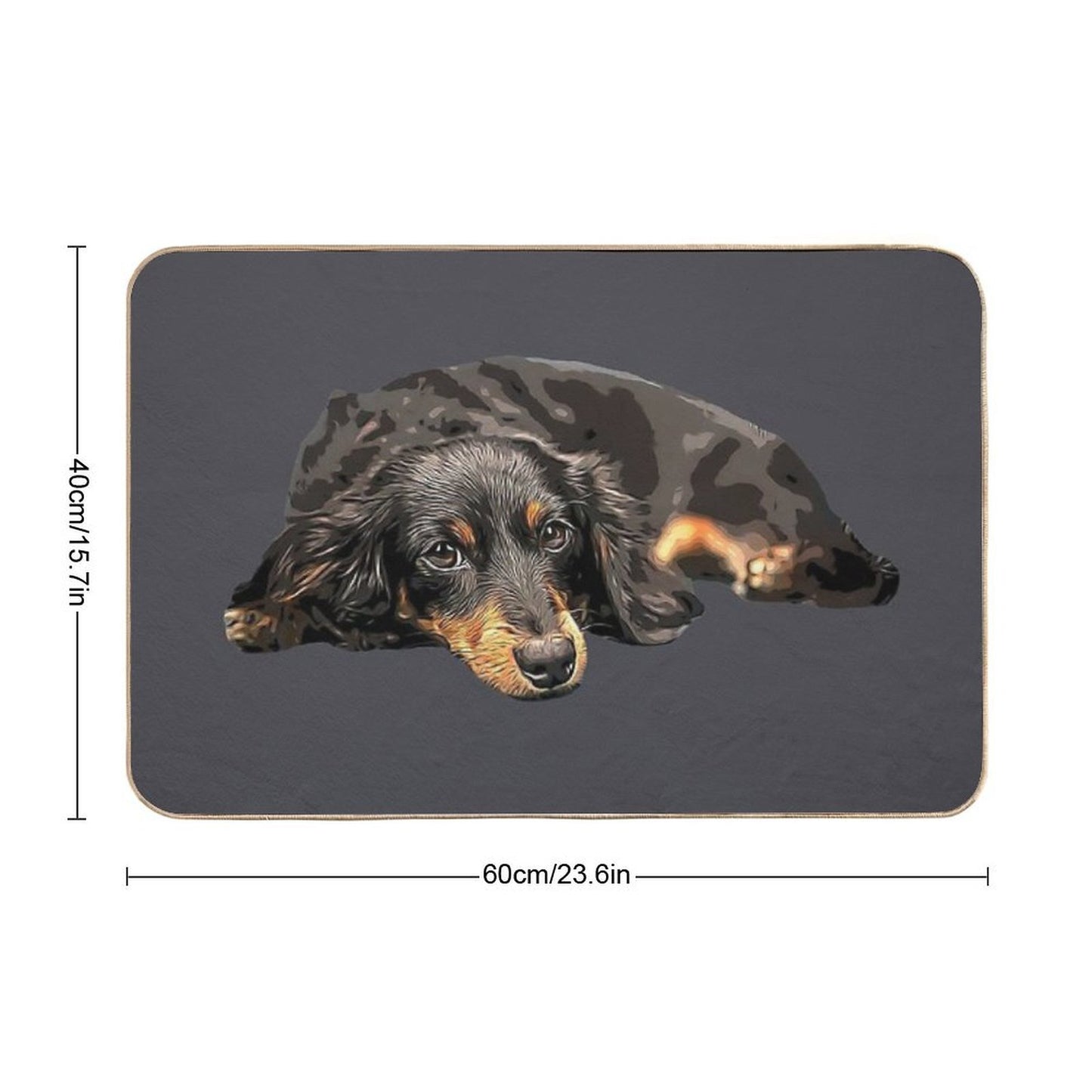 Mini Dachshund Long Haired Black And Tan Miniature Anti-Trip Bath Mat