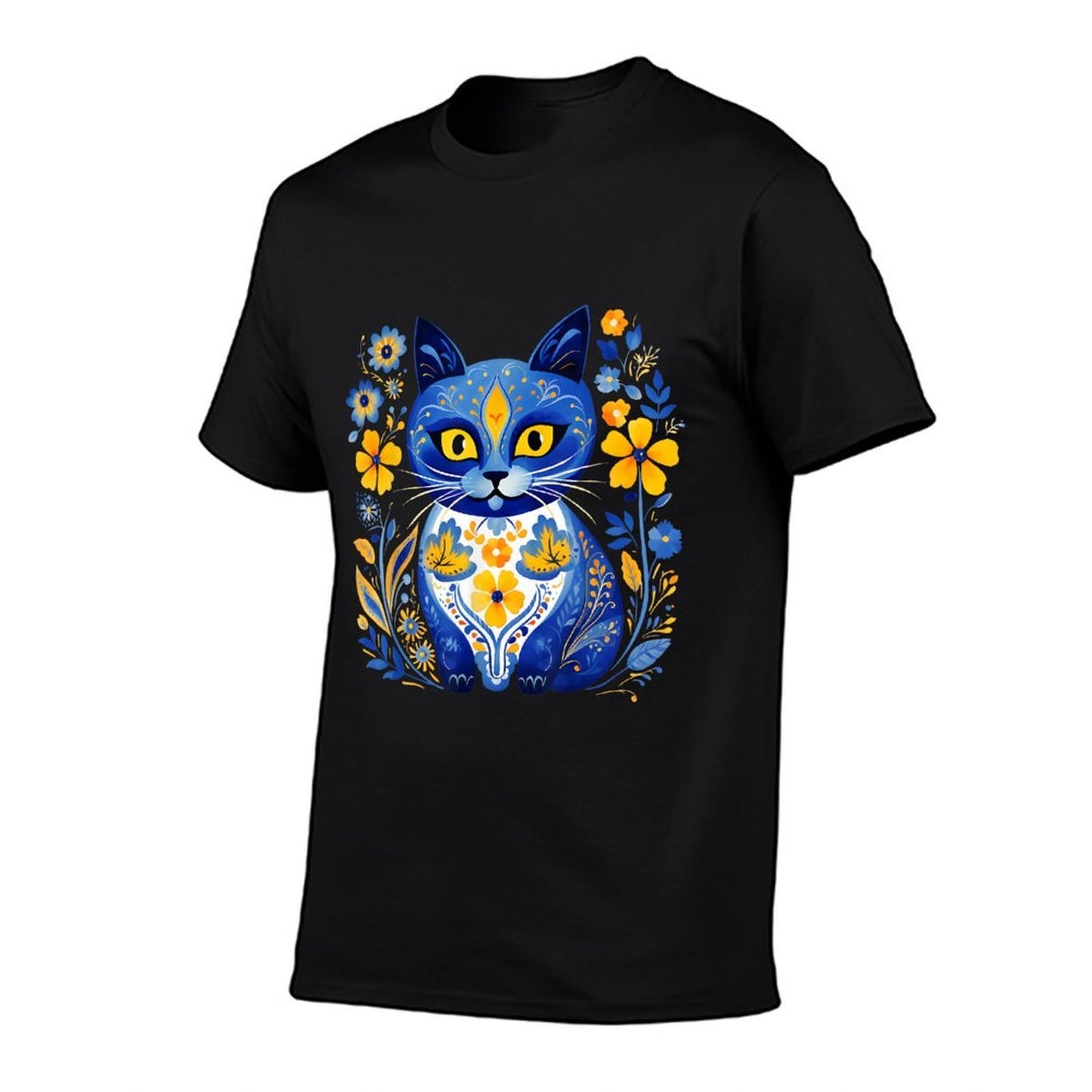 Ukraine Cat Floral Vintage Ukrainian Vyshyvanka Style Comfortable T-Shirt
