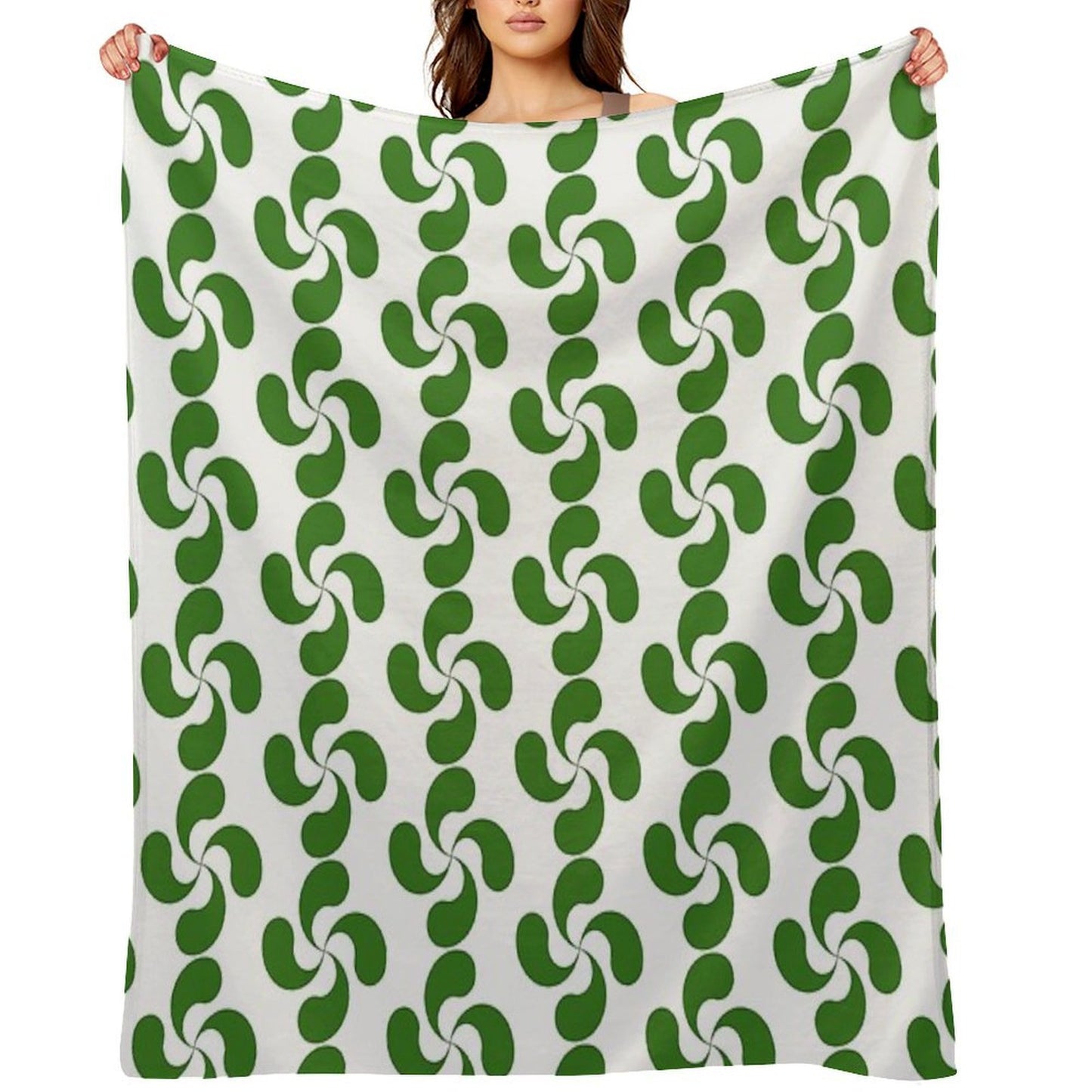 Green Basque Cross Lauburu Euskadi Plush Throw Blanket
