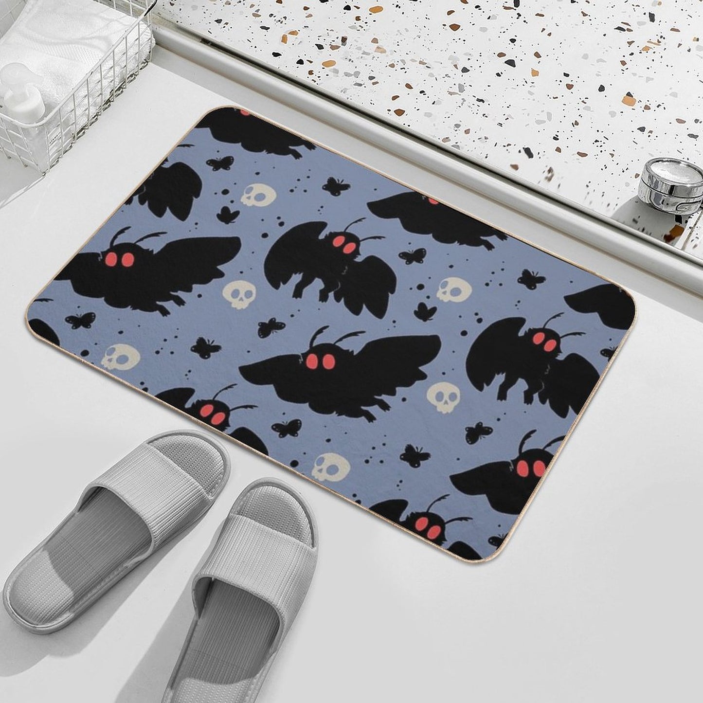 Mothman - Daylight Blue Slip-Resistant Bath Mat