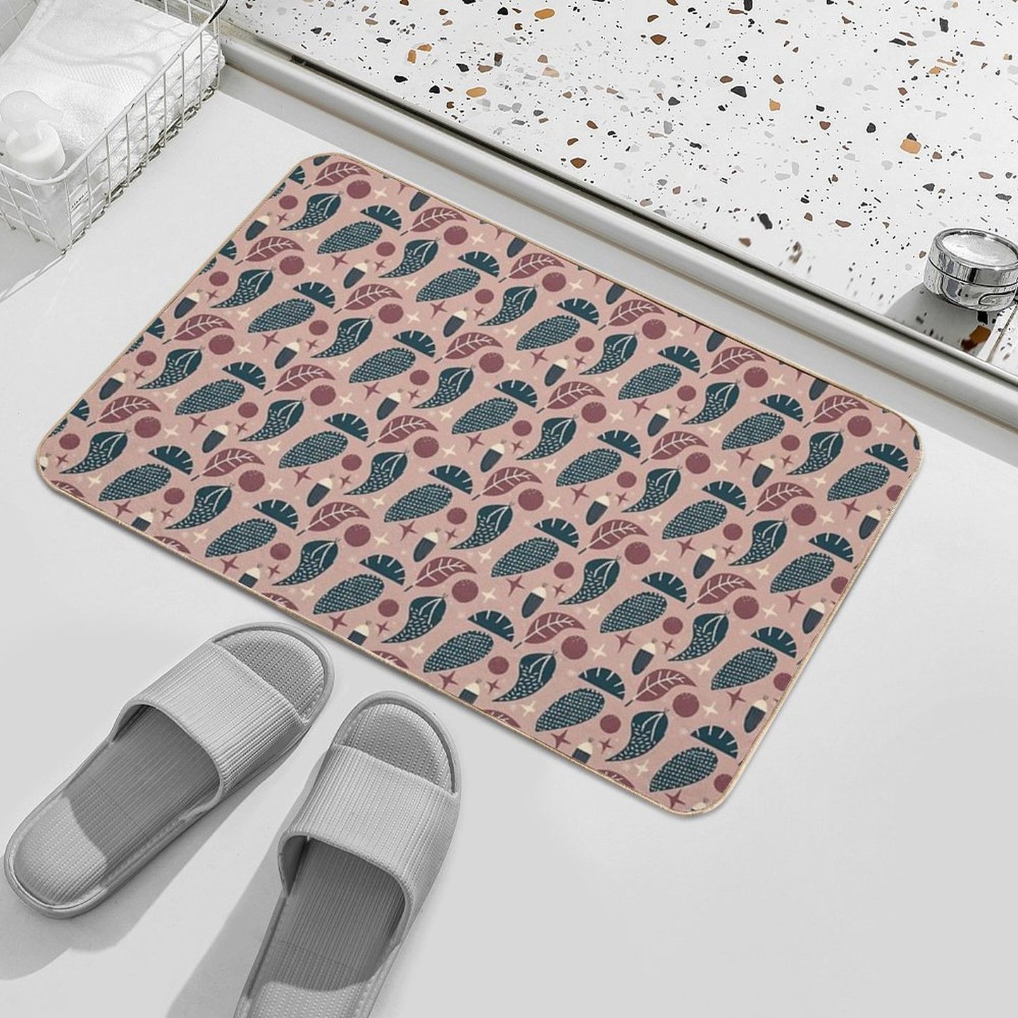 Muted Summer Soft Summer Pattern, Skin-tone Matching, Personal Color Analysis, PCA, Mid-century Modern Slip-Resistant Bath Mat