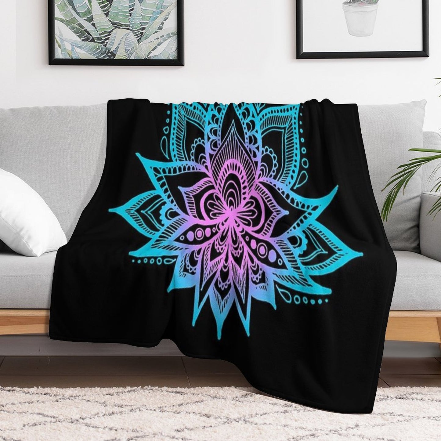 Pastel Vibes Lotus Flower Lightweight Throw Blanket