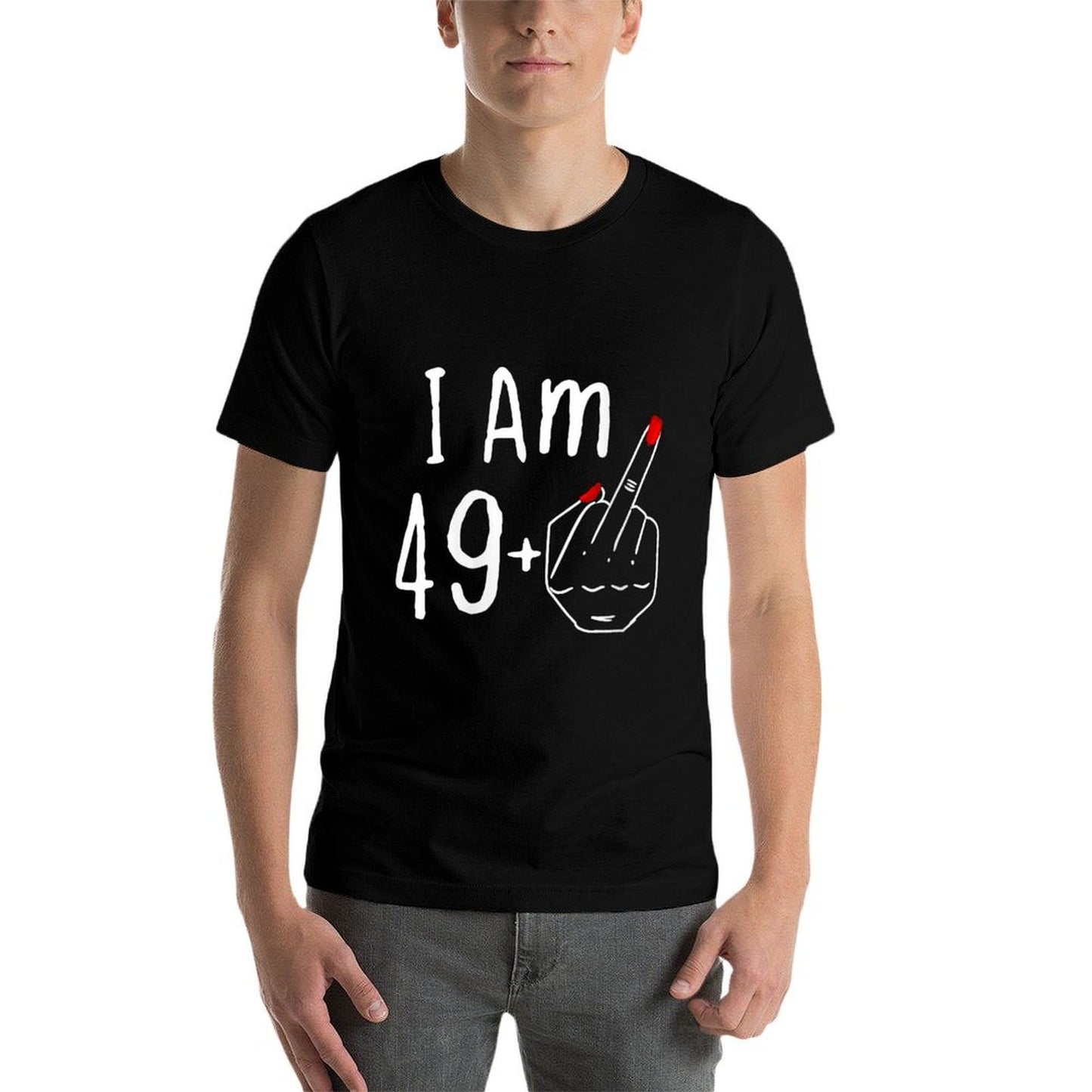 Womens I Am 49 Plus 1 Middle Finger For 50th Birthday Womens Girls Versatile T-Shirt