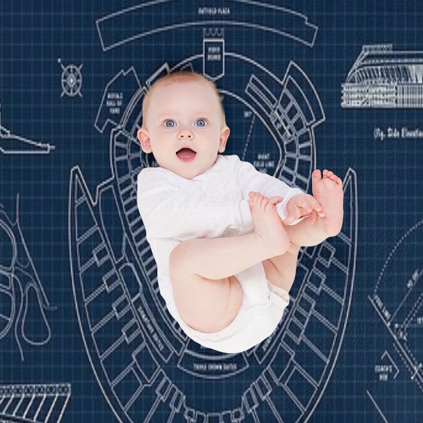 Kauffman Stadium (Navy Blueprint) Comfort Throw Blanket