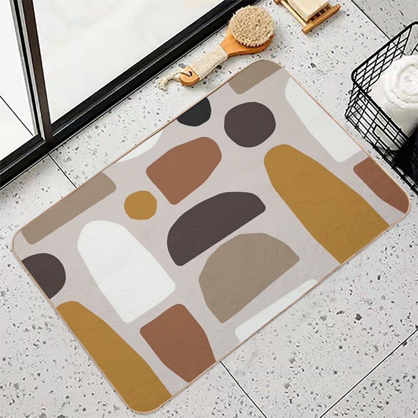 Abstract Modern Fall Pattern Toxin-Free Bath Mat