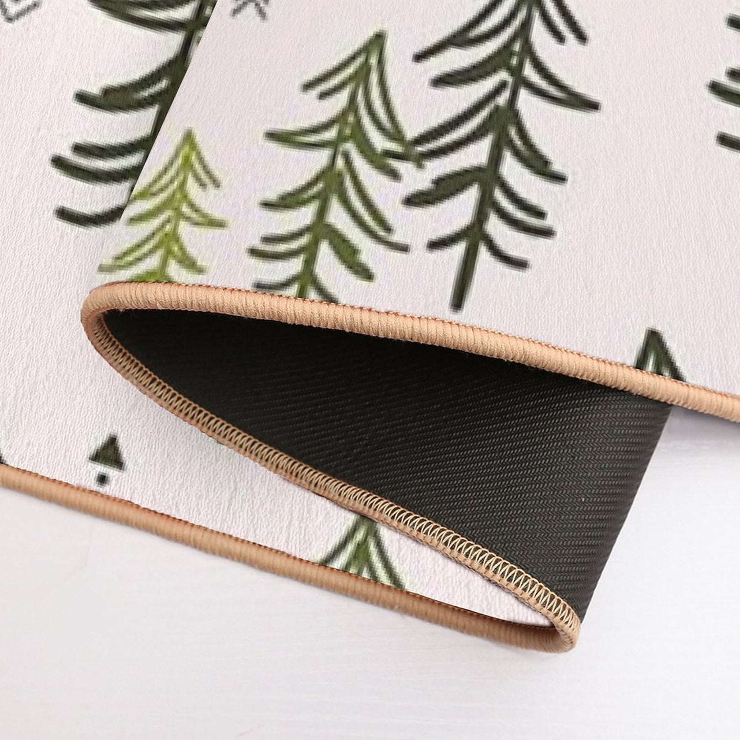 Doodled Fir Trees Pattern Durable Bath Mat