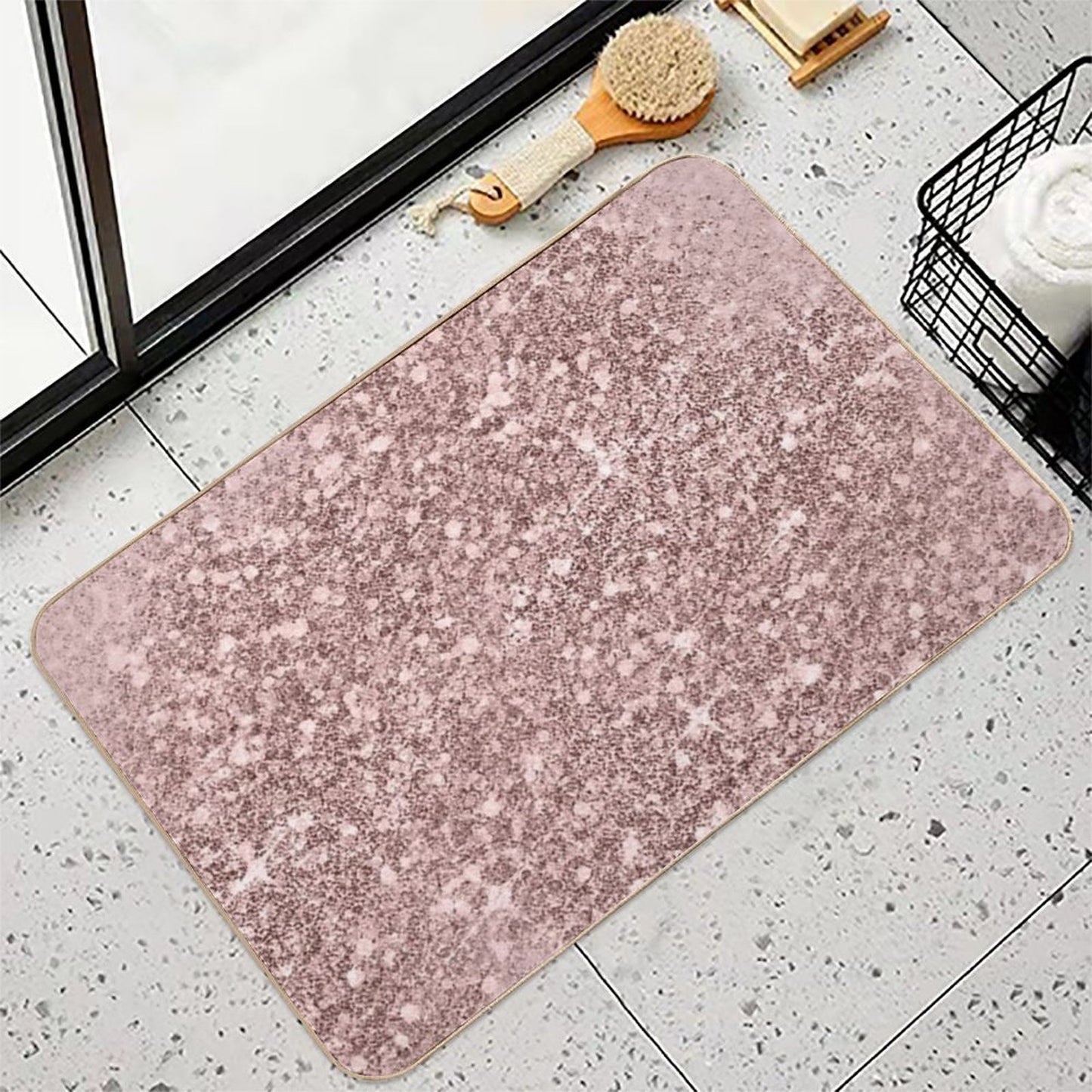 Rose Gold Glitter Dust II Durable Bath Mat