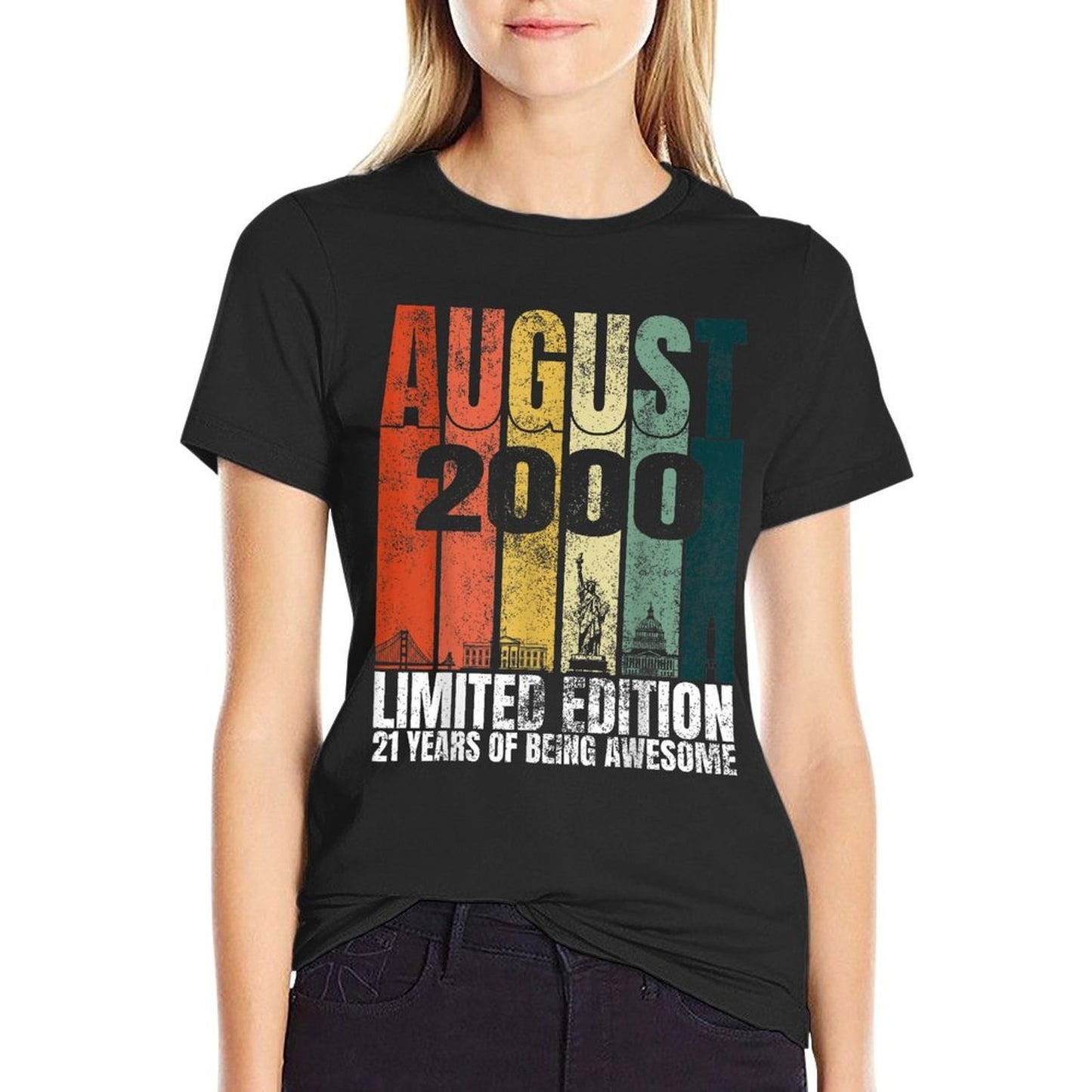 Vintage August 2000 Bday Graphic 21 Years Old 21st Birthday Affordable Price T-Shirt