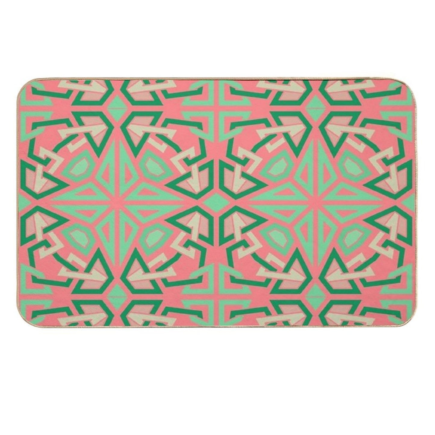 Four-Way Stars & Crossed Lines Ornament Fade-Resistant Bath Mat