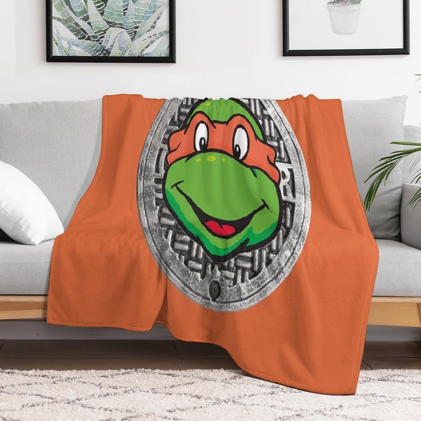 Orange TMNT THE MUTANT NINJA TURTLES MICHELANGELO Anti-pilling Throw Blanket