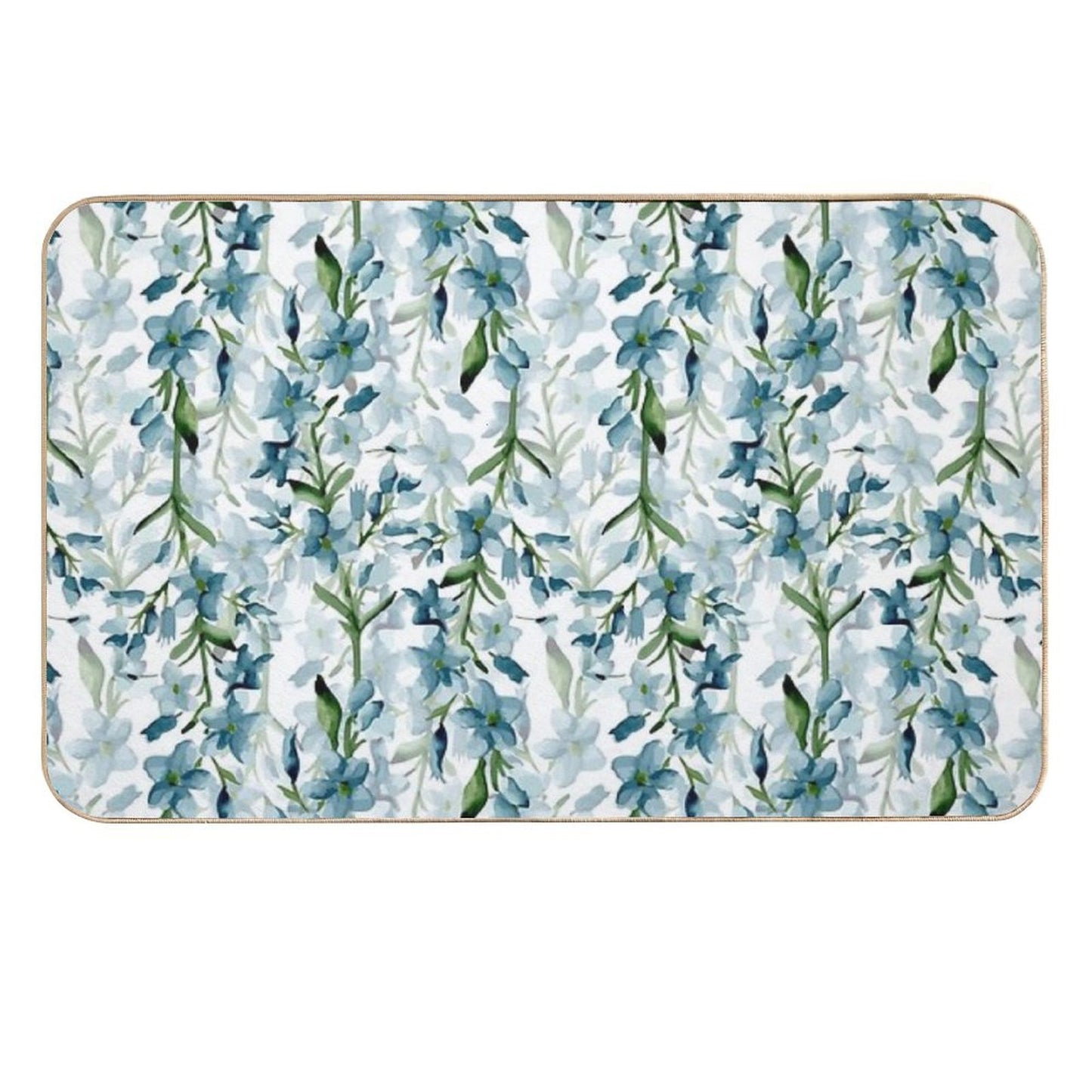 Blue Branches High-Traffic Bath Mat