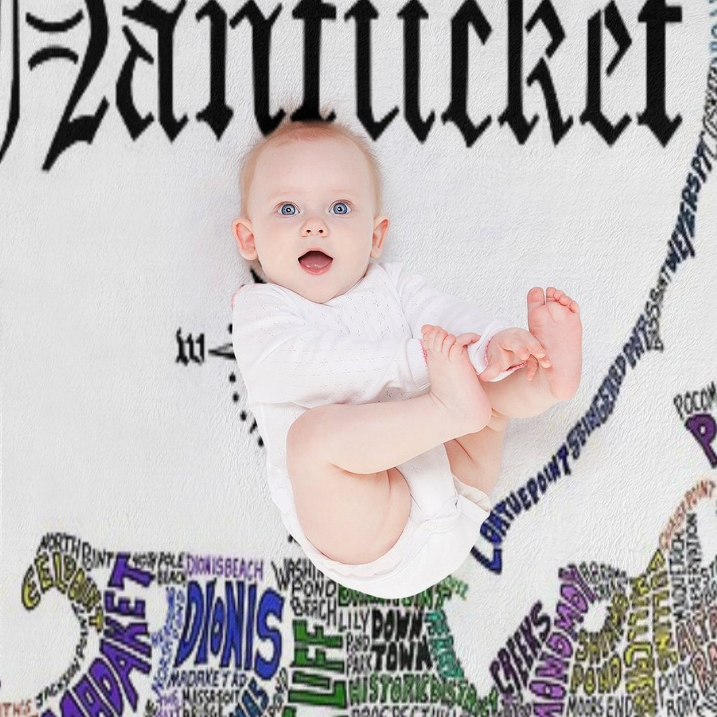 Nantucket Word Map Easy Care Throw Blanket