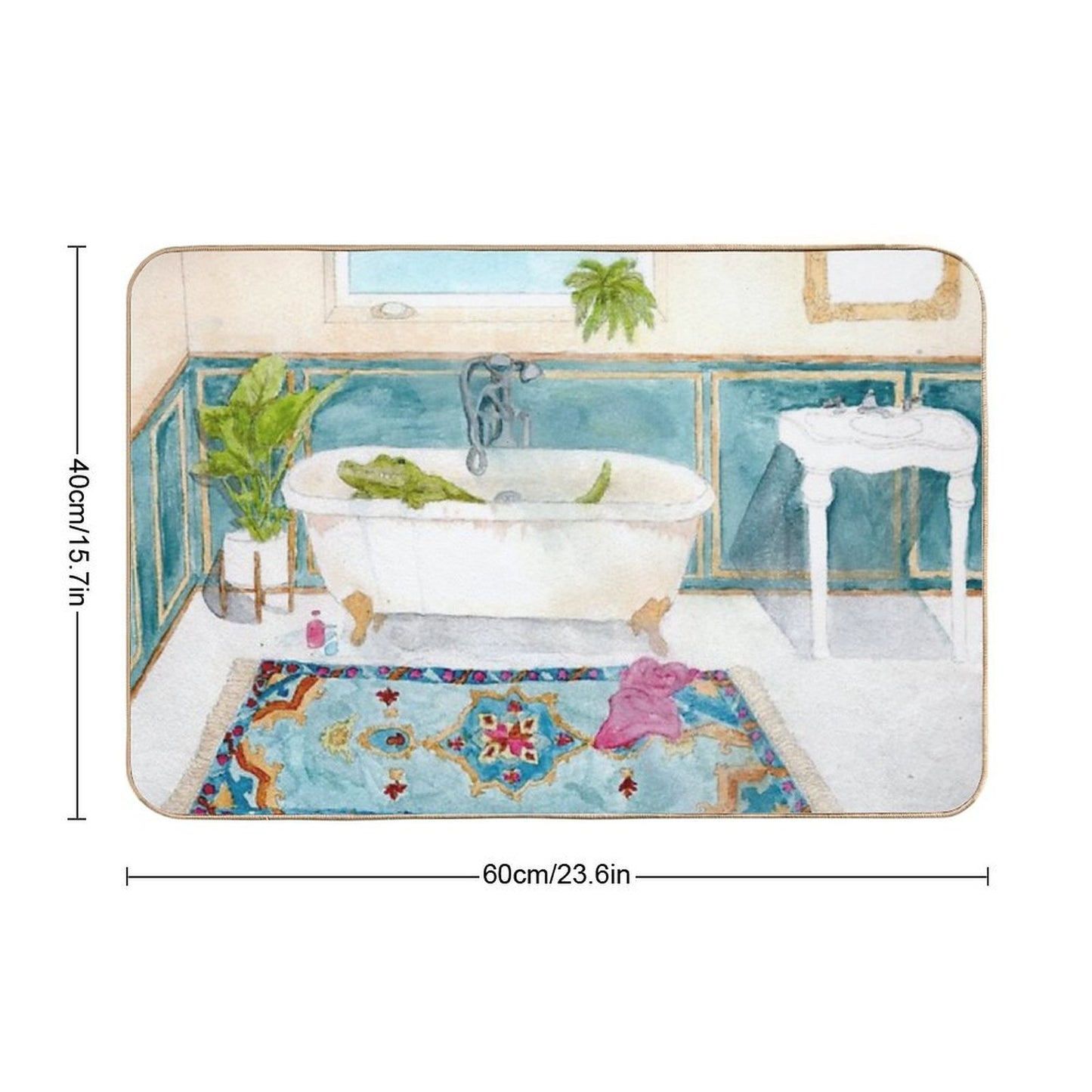 Gator in Bathtub Odorless Bath Mat