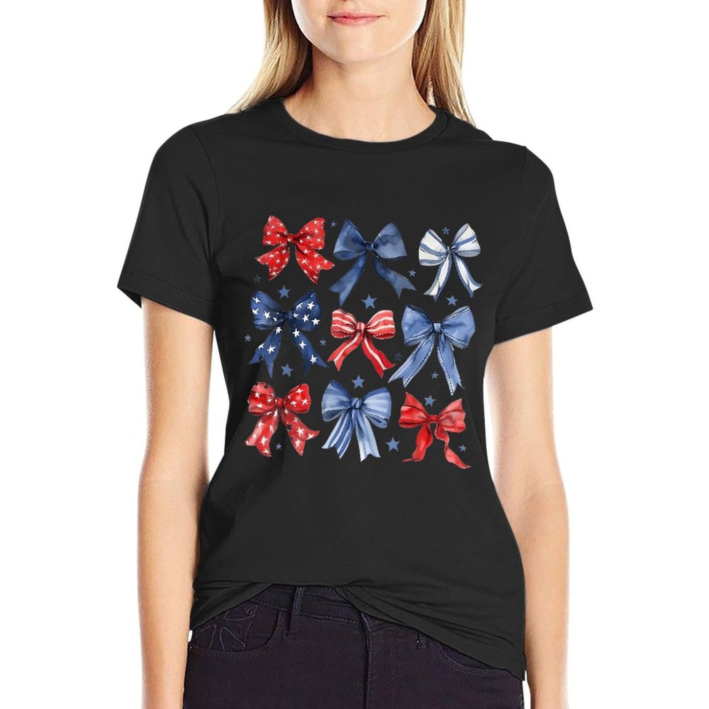 4th Of July America Patriotic Bow Ribbon Breathable T-Shirt