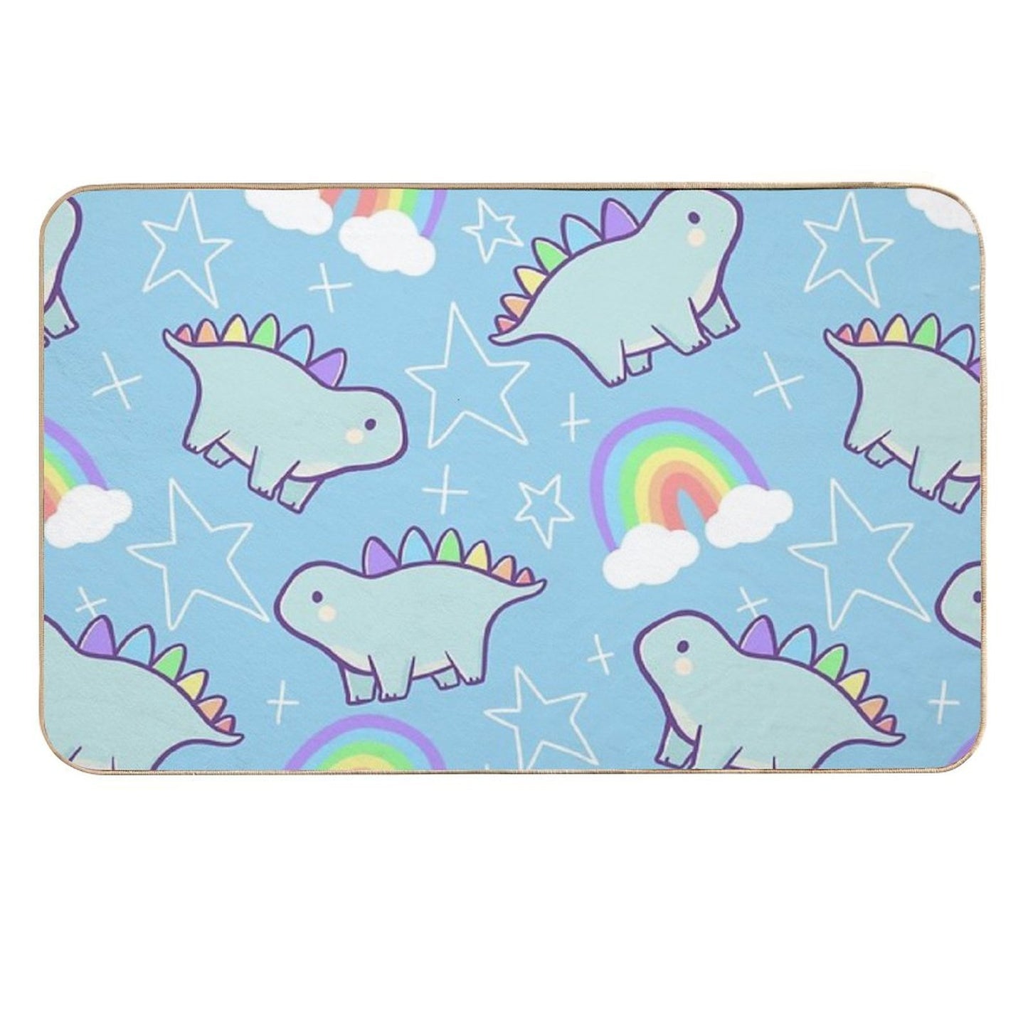Rainbow Dino Easy Maintenance Bath Mat