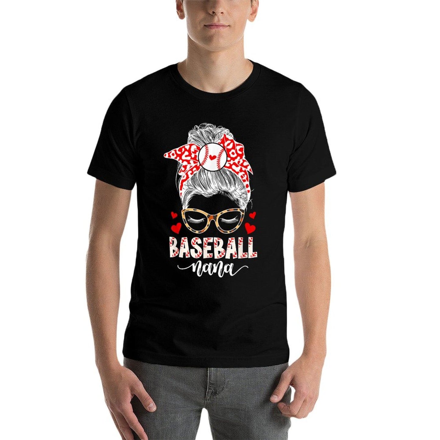 Baseball Nana Messy Bun Nana Of A Baseball Player Nana Soft T-Shirt
