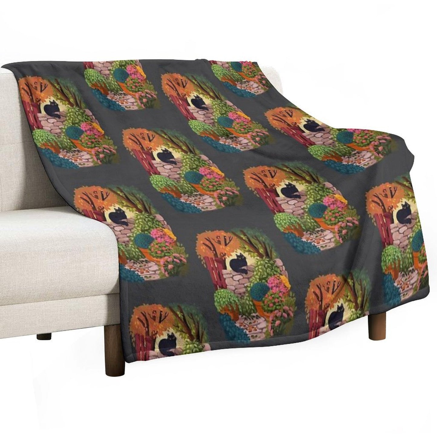 Cat in The Garden Velvety-soft Throw Blanket