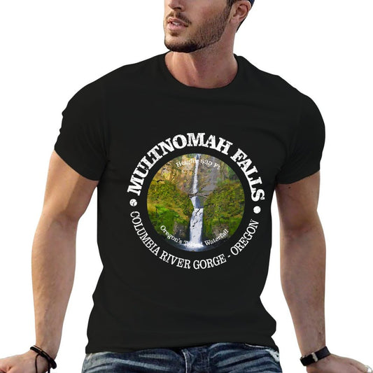 Vintage Nature Multnomah Falls Hiking Mountain  Summer-ready Fabric T-Shirt