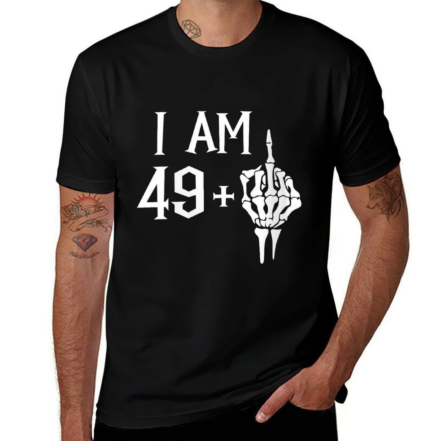 Womens I Am 49 Plus 1 Middle Finger Skeleton 50th Birthday Vintage-inspired T-Shirt