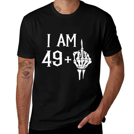 Womens I Am 49 Plus 1 Middle Finger Skeleton 50th Birthday  Vintage-inspired T-Shirt