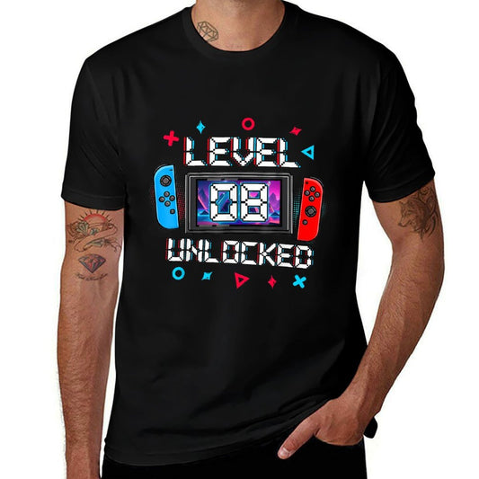Level 8 Unlocked Gamer 8th Birthday Gift Video Game Boys  Breathable T-Shirt
